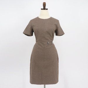 Banana Republic Brown Tan Plaid Mini Office Work Dress Size 2
